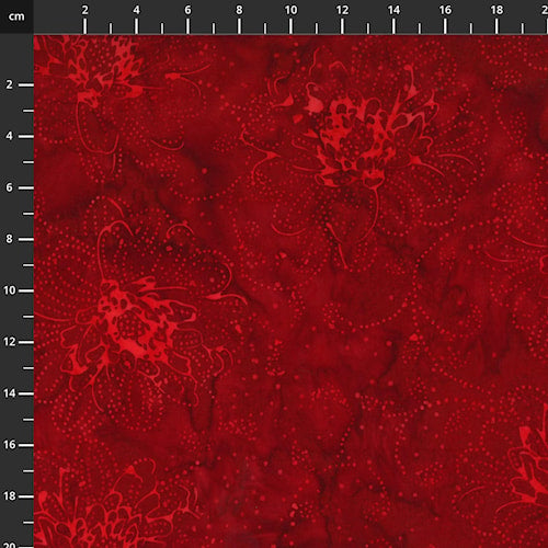 Flot rød batik med blomster